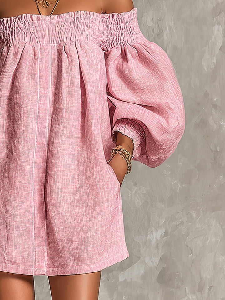 Rewina – Minikleid Mit Schulterfreiem Ausschnitt Und Laternenärmeln