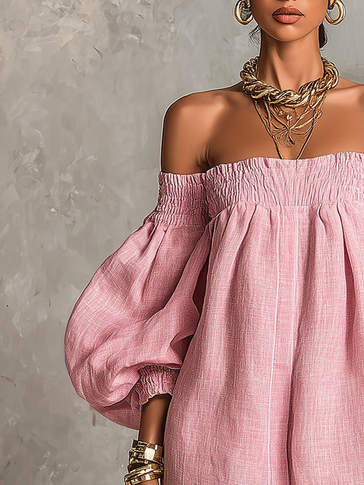 Rewina – Minikleid Mit Schulterfreiem Ausschnitt Und Laternenärmeln