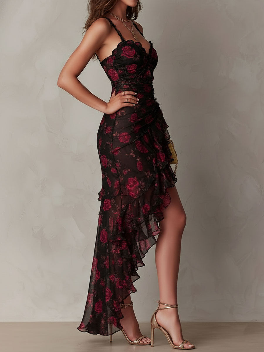 Deyna – Elegantes Blumen Kleid Mit Gerafftem Saum
