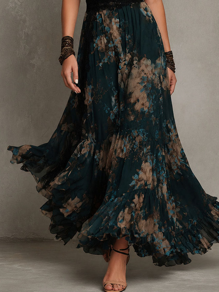 Alime – Maxikleid mit floralen Spitzenbesätzen