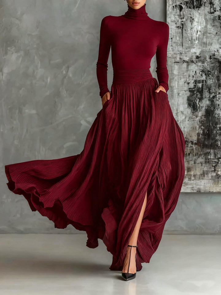 Keziah – Elegantes Langes Plissee Kleid
