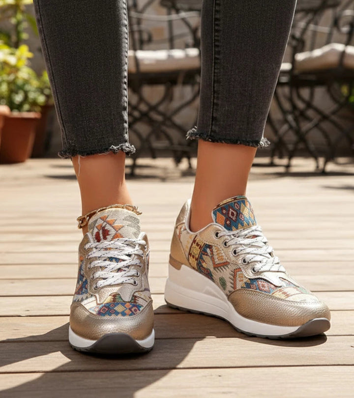 Znaya – Boho Turnschuhe Mit Geometrischem Schnürdesign