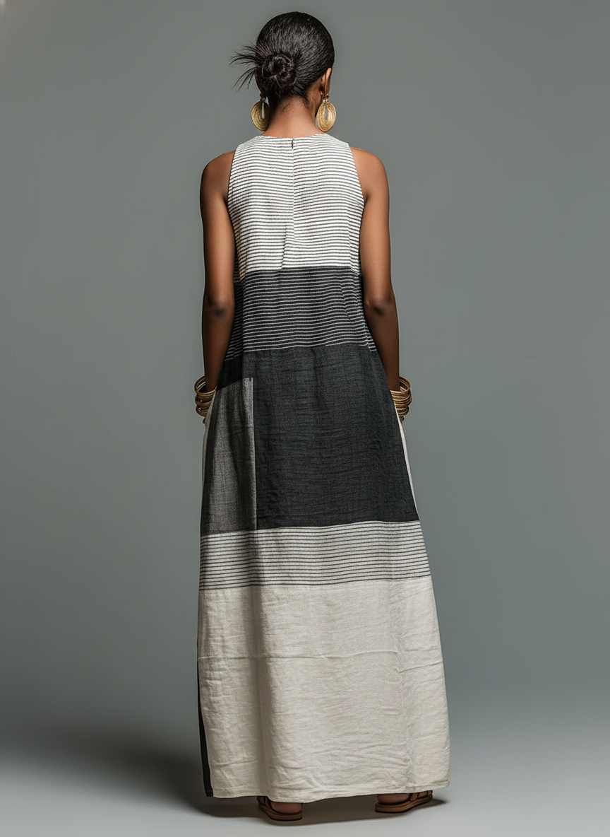 Jynnie – Ärmelloses, Gestreiftes Maxikleid