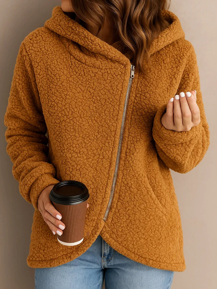Wendie - Gemütlicher Sherpa Fleece Kapuzenpullover Mit Reißverschluss