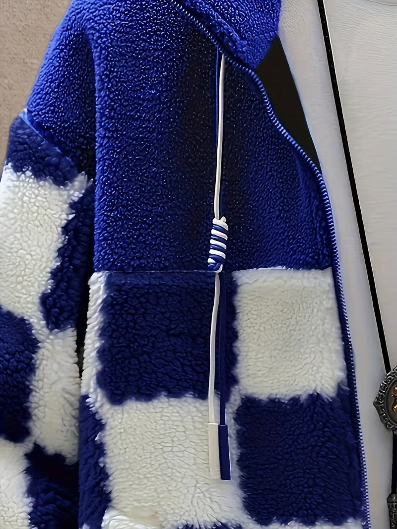 Melany – Karierte Fleecejacke mit Kapuze Und Reißverschluss