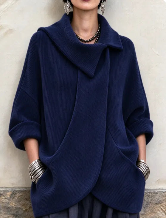 Lenneke – Oversize-Jacke mit Asymmetrischem Kragen und Taschen