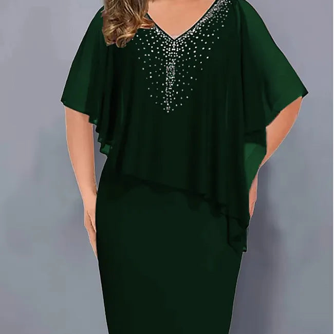 Amelie – Chiffon-kleid MIT V-ausschnitt Und Strassverzierung