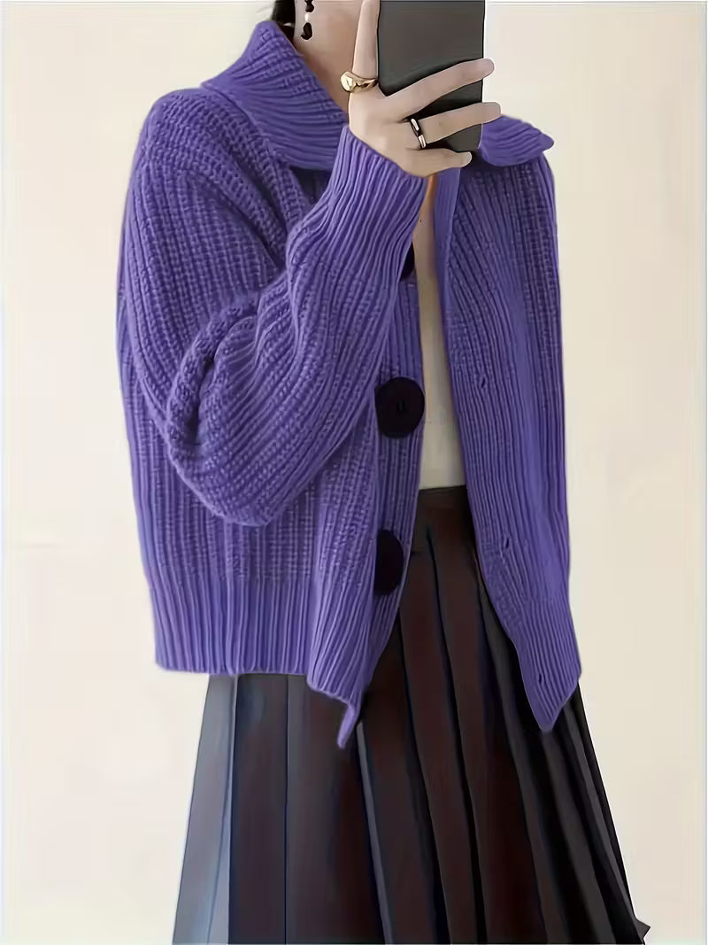 Agnetha – Strick Pullover Mit Großen Knöpfen