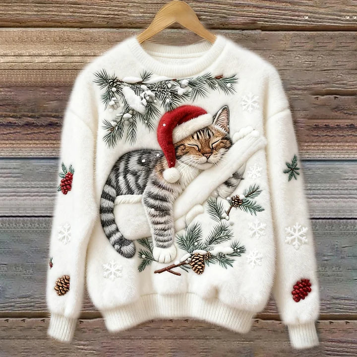 Elisabetta – Plüschpullover Mit Fauler Katze