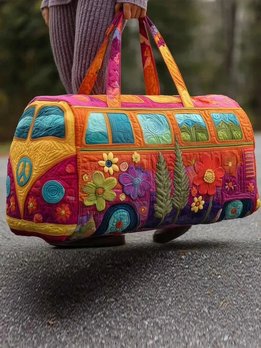 RetroBloom - Quilted Vintage Camper Print Travel Bag
