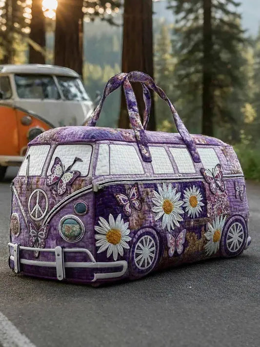 RetroBloom - Quilted Vintage Camper Print Travel Bag