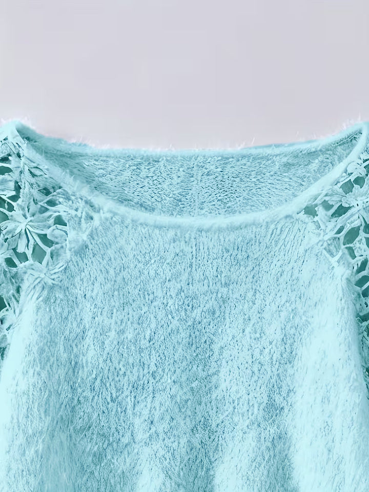 Dobrina – Ausgehöhlter Spitzen Pullover Mit Schulterfreiem Ausschnitt
