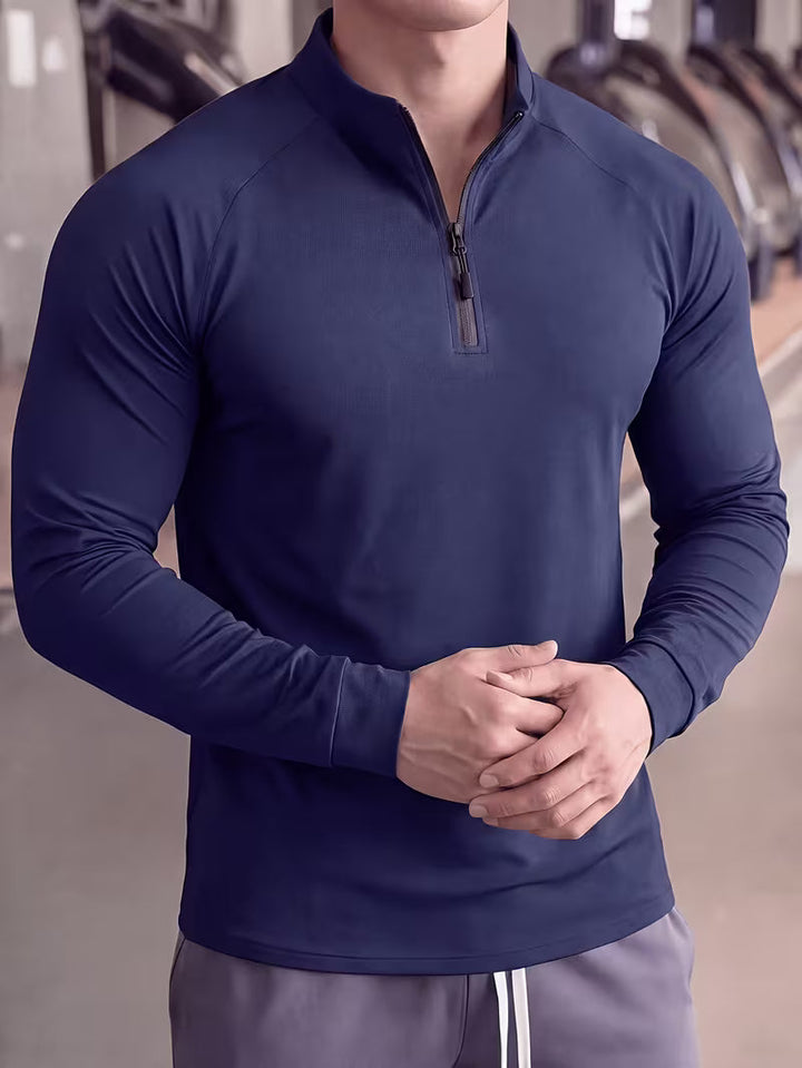 Zerdan – Langarm-Sweatshirt Mit Halbem Reißverschluss