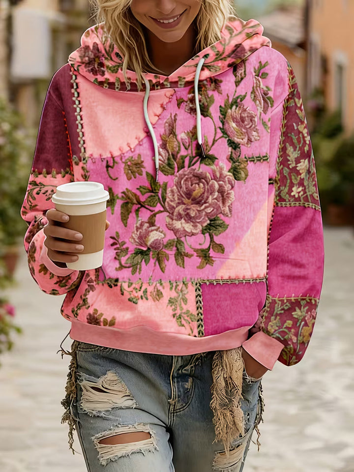Norella – Langärmliges Kapuzenshirt MIT Blumen-patchwork