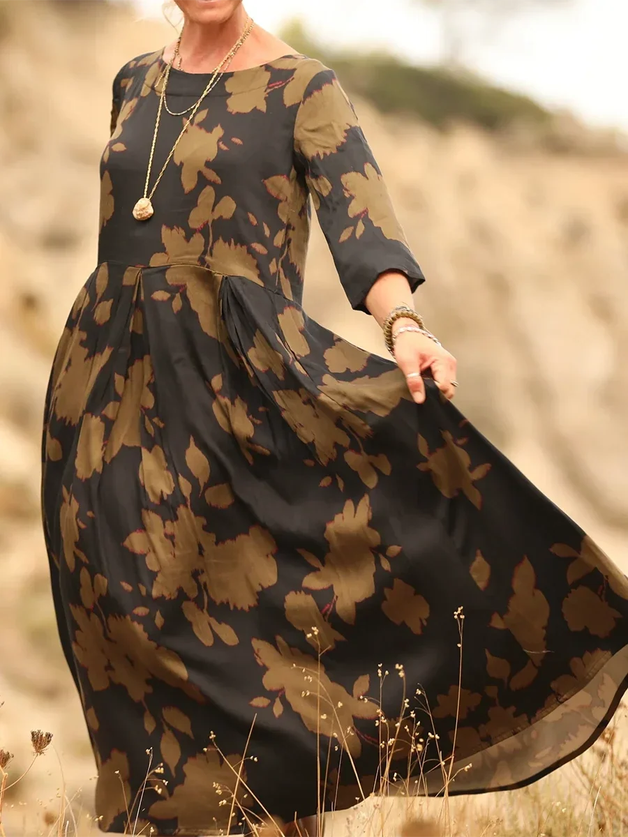 Noellaa – Bequemes Plissee-Kleid aus Baumwolle Und Leinen