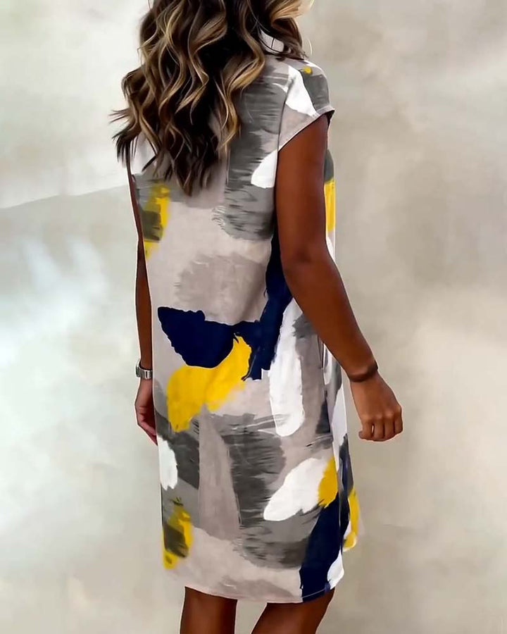 Addie – Kleid mit Rundhalsausschnitt und Drucken Tie-Dye