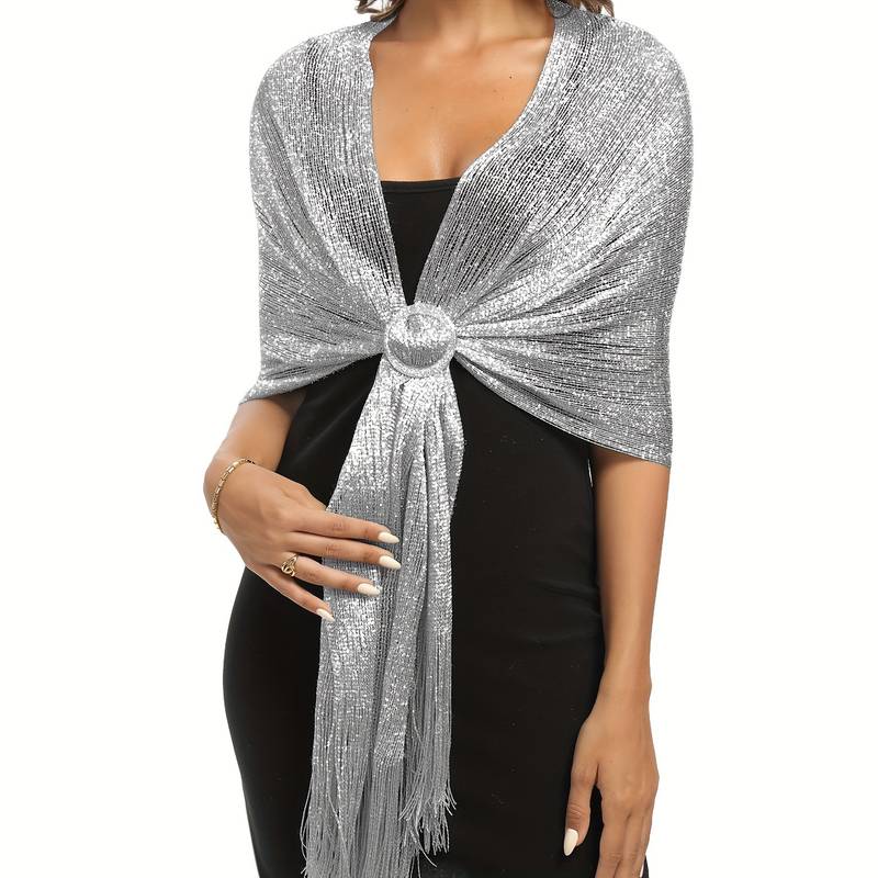 Shoshana - Elegante Dekorative Schal Spitze Mit Quaste Und Metallischen Schals