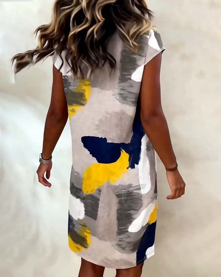 Addie – Kleid mit Rundhalsausschnitt und Drucken Tie-Dye
