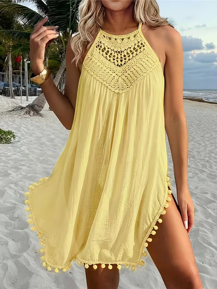Shiena – Elegantes, Gehäkeltes Halter-Kleid Aus Spitze