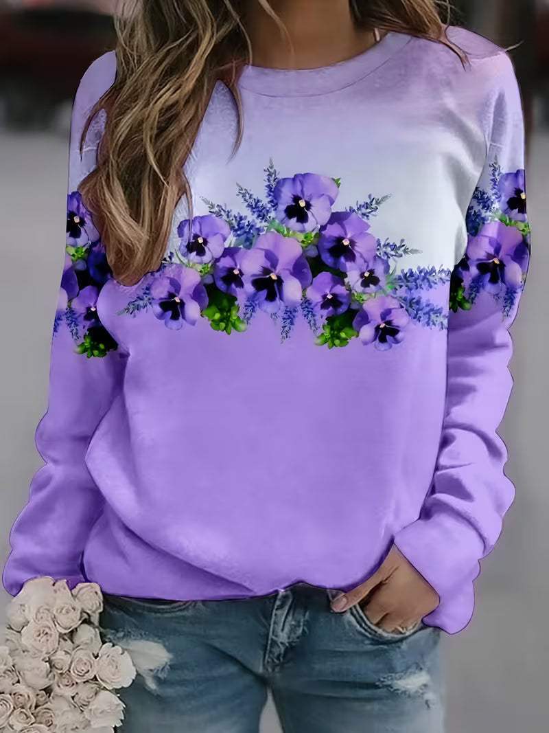 Elif – Langarm-sweatshirt MIT Blumenmuster