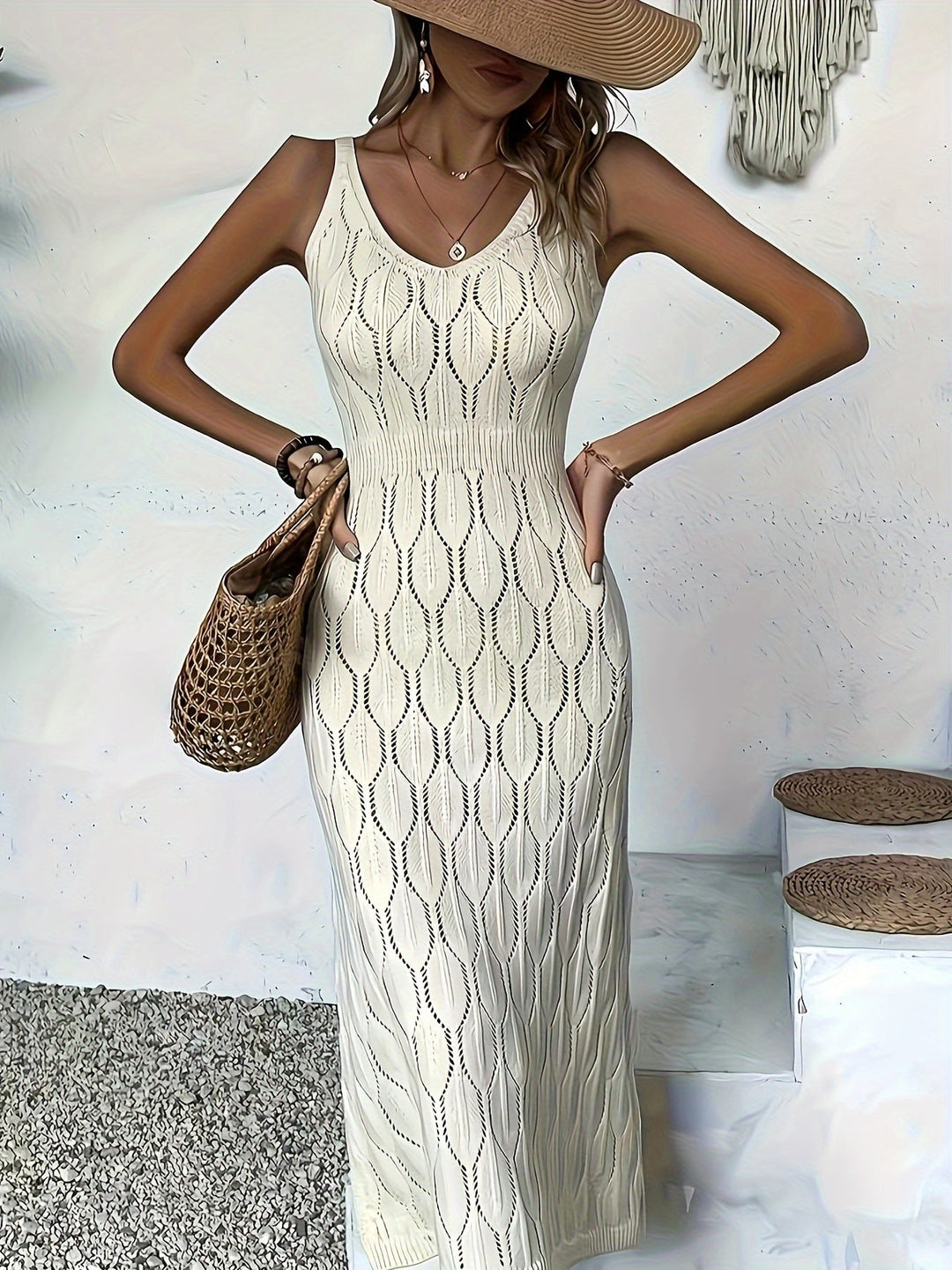 Luciana - Ärmelloses Langes Strickkleid Im Mantelstil