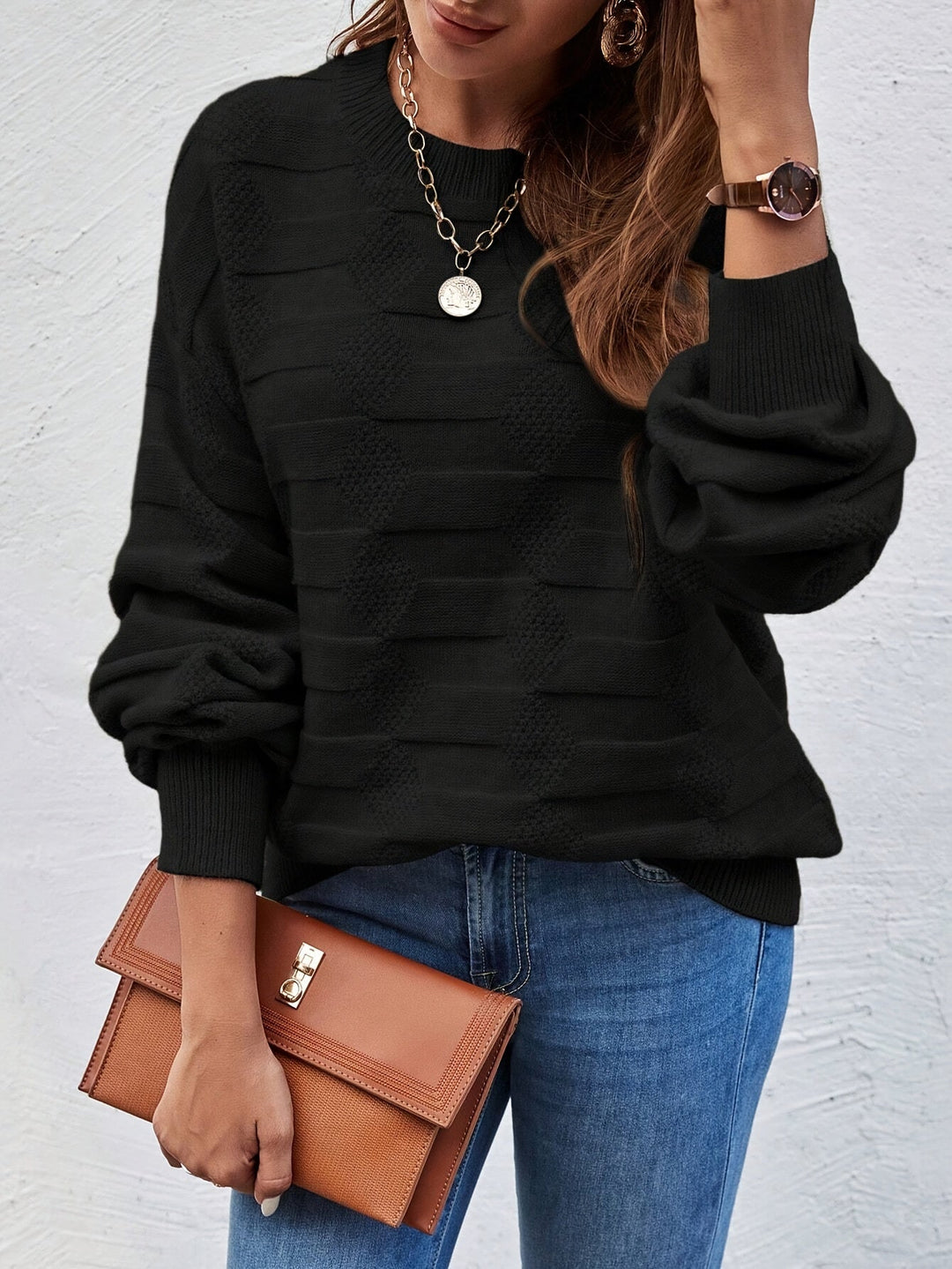 Annastina - Lässiger Langarm Pullover Mit Rundhalsausschnitt