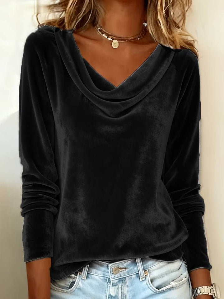 Ghania - Lässiges Langarm T-Shirt Mit V-ausschnitt