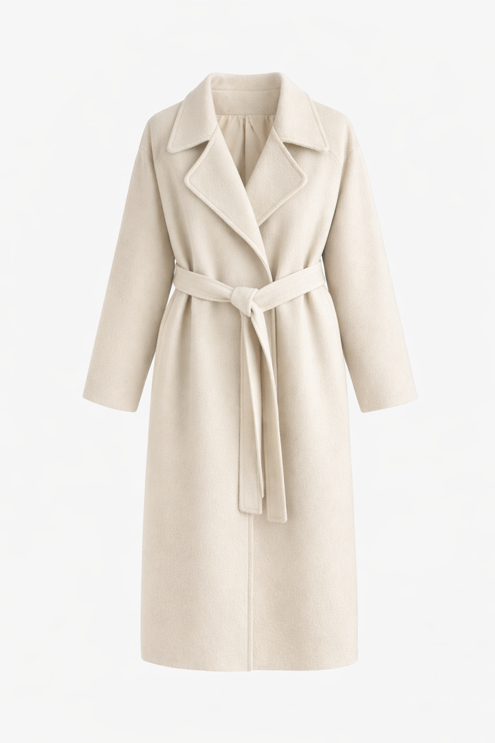 Shulamit - Eleganter Langarm Mantel Mit Gürtel