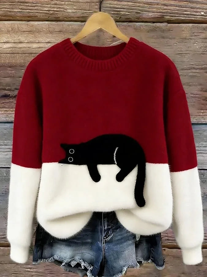 Zaidia – Gemütlicher Strickpullover Mit Süßer Katze