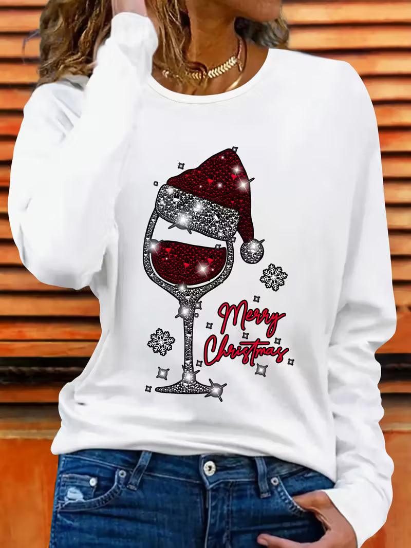Doreah – Weihnachtsweinglas & Pullover Mit Weihnachtsmannmütze Aufdruck
