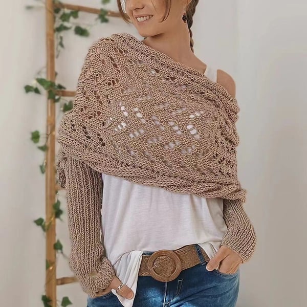 Reinhilde –  Doppelten Ärmeln Shawl Schal