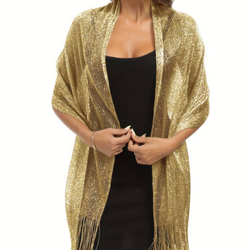 Shoshana - Elegante Dekorative Schal Spitze Mit Quaste Und Metallischen Schals