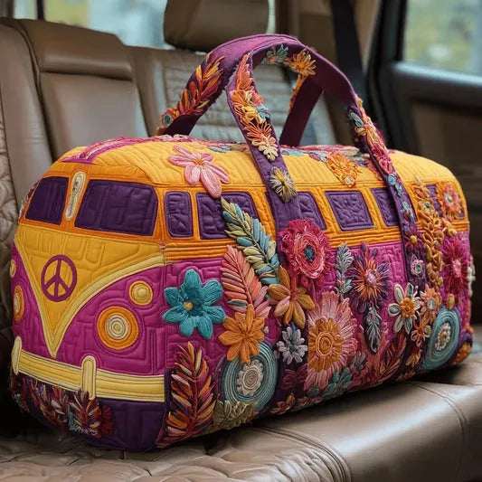 RetroBloom - Quilted Vintage Camper Print Travel Bag