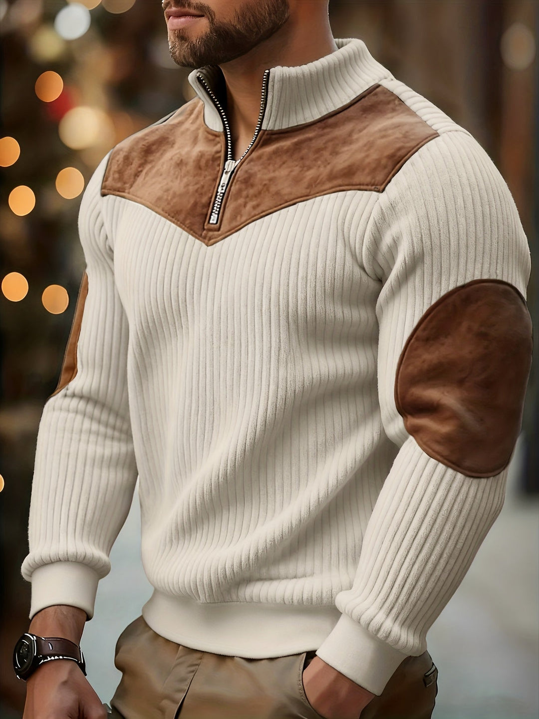 kortez – Lässiger Strickpullover Mit Halbem Reißverschluss
