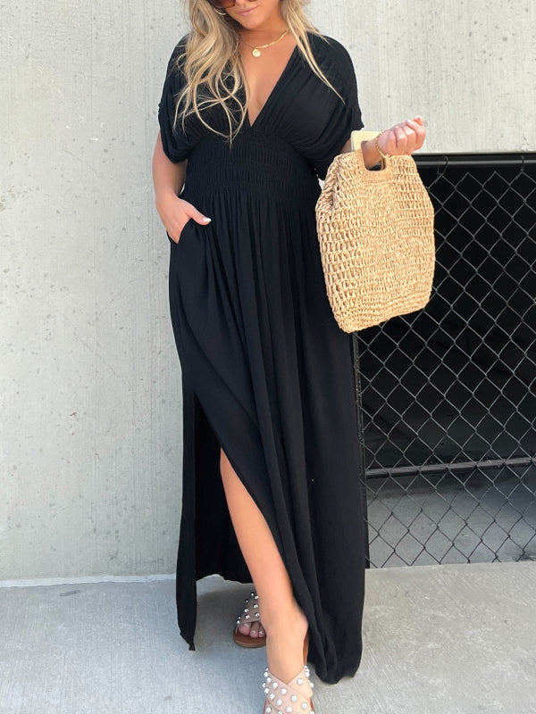 Neisya – Maxikleid V-Ausschnitt und Schlitz