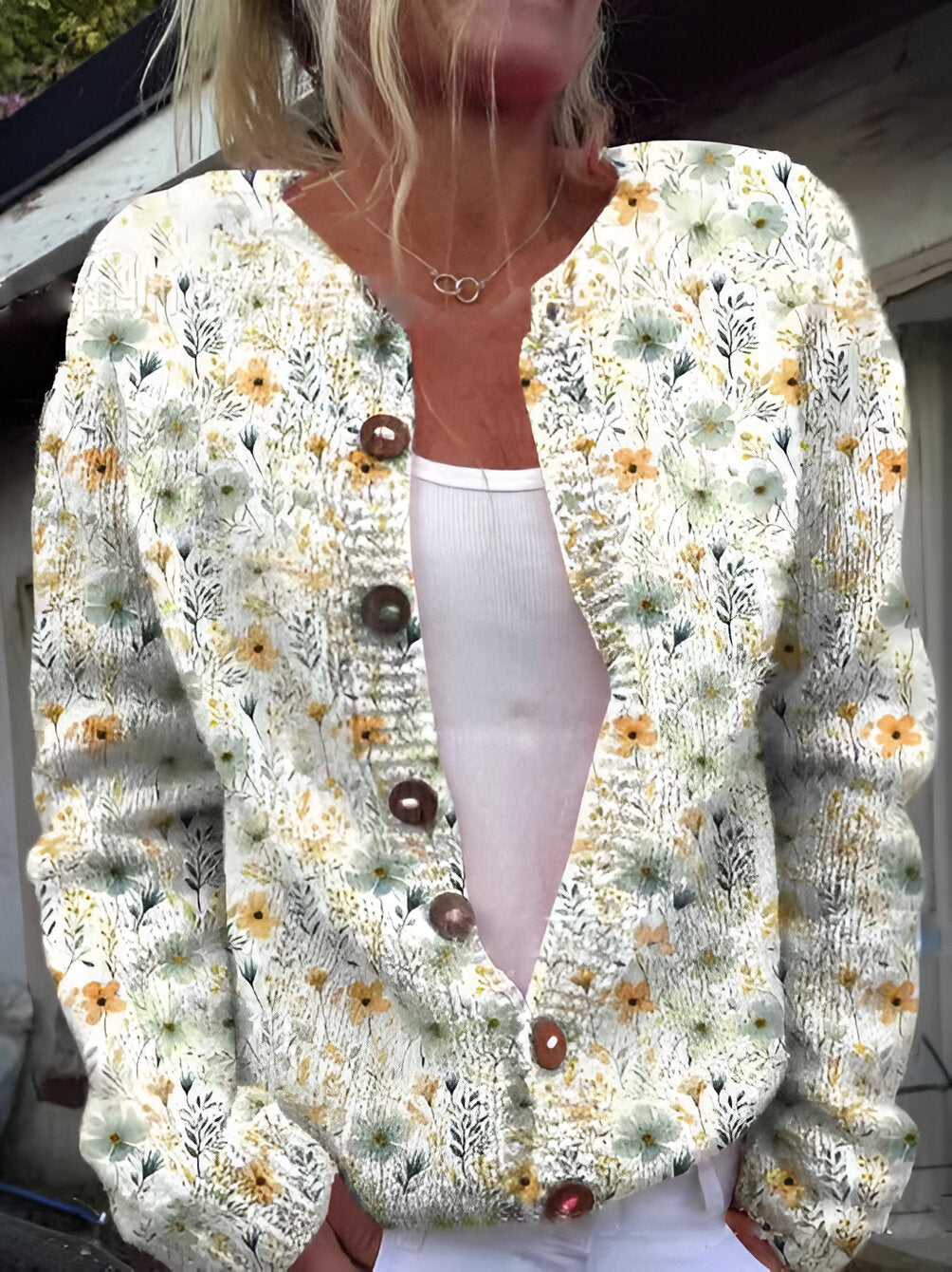 Alvimia - Modische Strickjacke Mit Blumenmuster