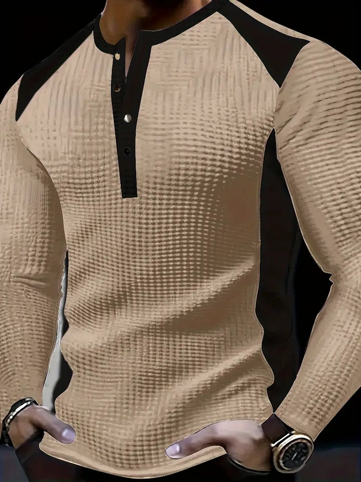 Kyran – Langärmliges Henley Hemd Mit Waffelmuster
