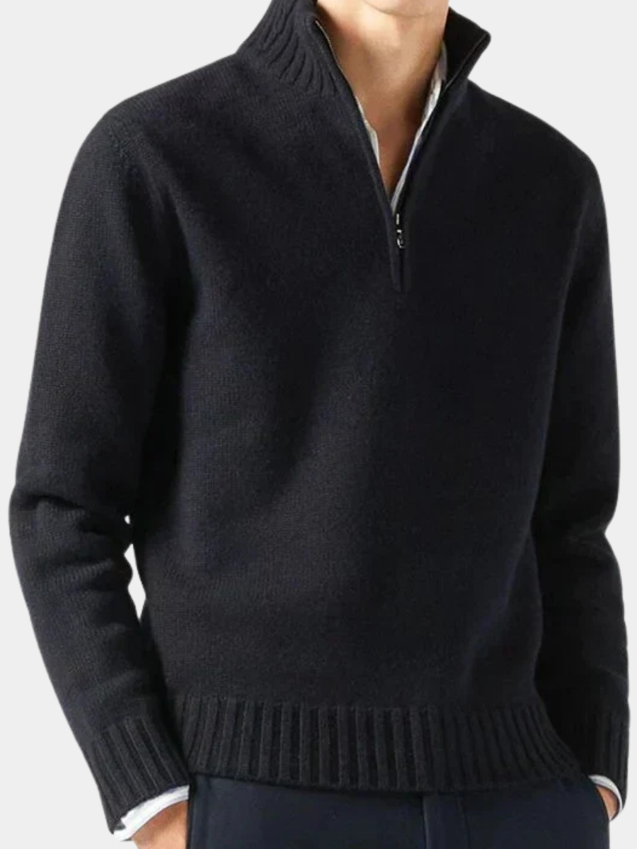 Larsen – Strickpullover Mit Halbem Reißverschluss