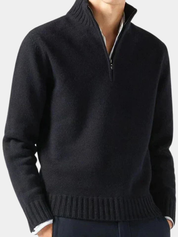 Larsen – Strickpullover Mit Halbem Reißverschluss