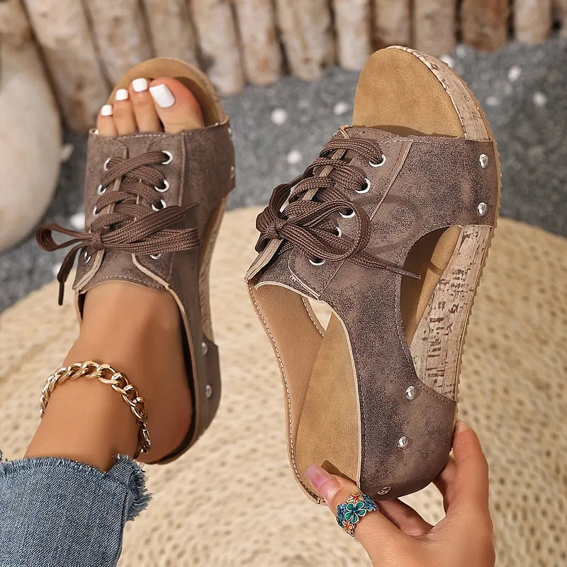 Nadiu – Bequeme Sommer Keilpantoffeln