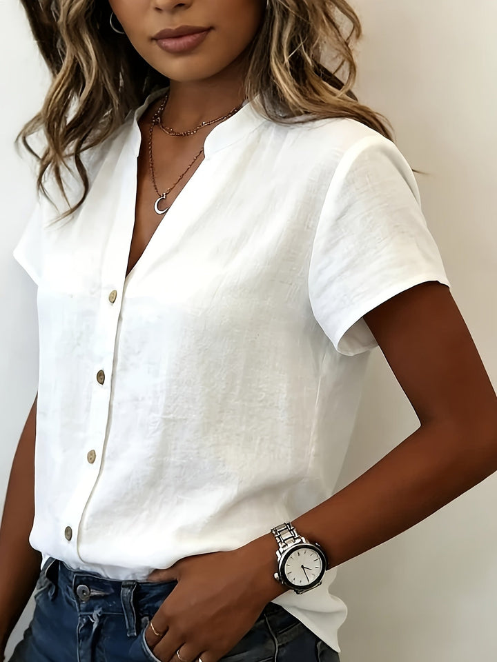 Salish – Kurzarm Bluse Mit Knöpfen