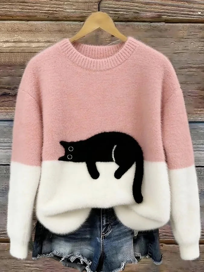 Zaidia – Gemütlicher Strickpullover Mit Süßer Katze