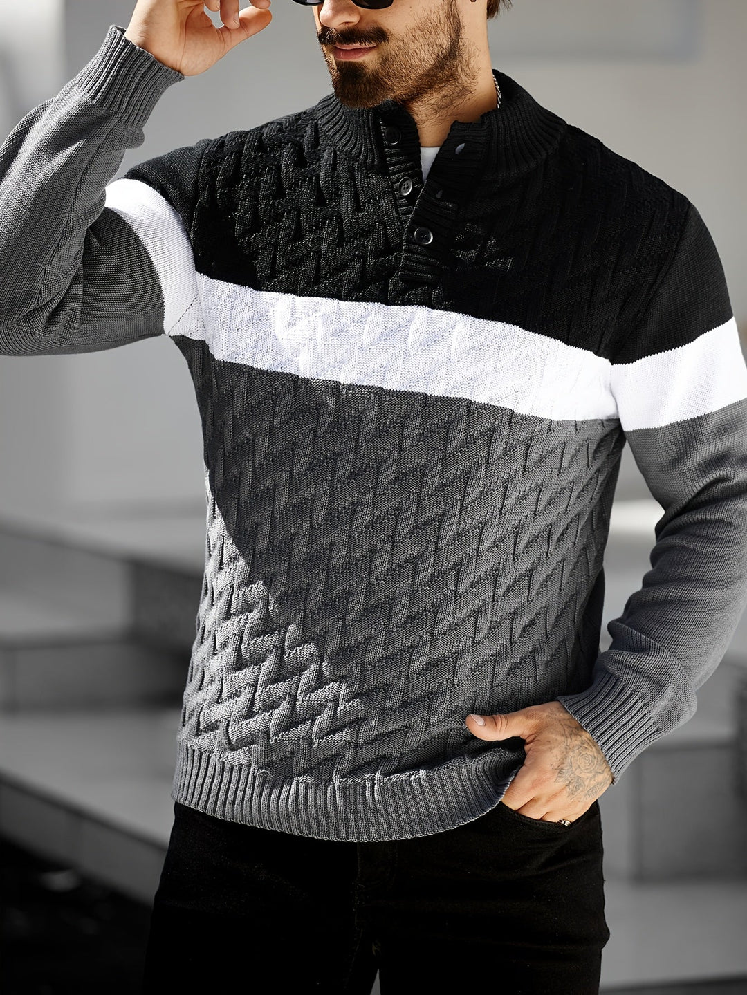 Lilfad - Casual Stand Collar Knitted Sweater