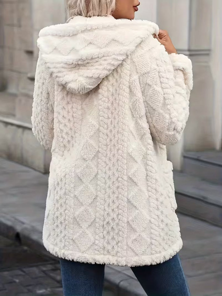 Elima - Doppelseitige Plüsch-Strickjacke MIT Kapuze Und Reißverschluss