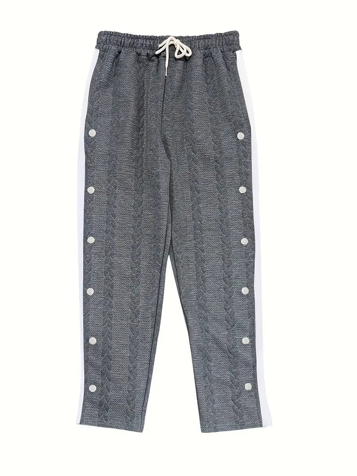 Jonass – Gestrickte Hose Mit Weitem Bein Und Seitlichen Knöpfen