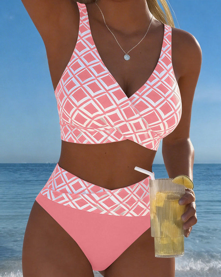 Chelvi - Eleganter Zweiteiliger Bikini mit Rautenmuster