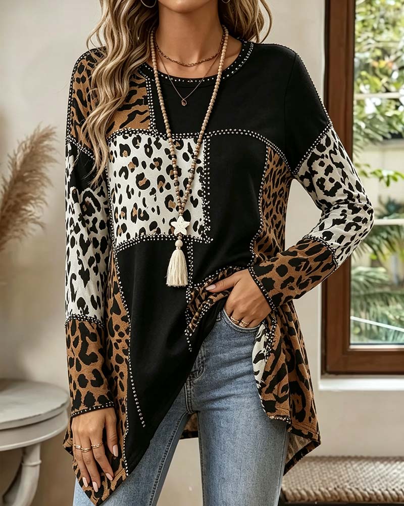 Niriza – Bluse MIT Unregelmäßigem Patchwork-Leopardenmuster