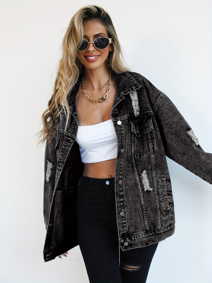 Keazjah - Wide Leg Denim Jacket
