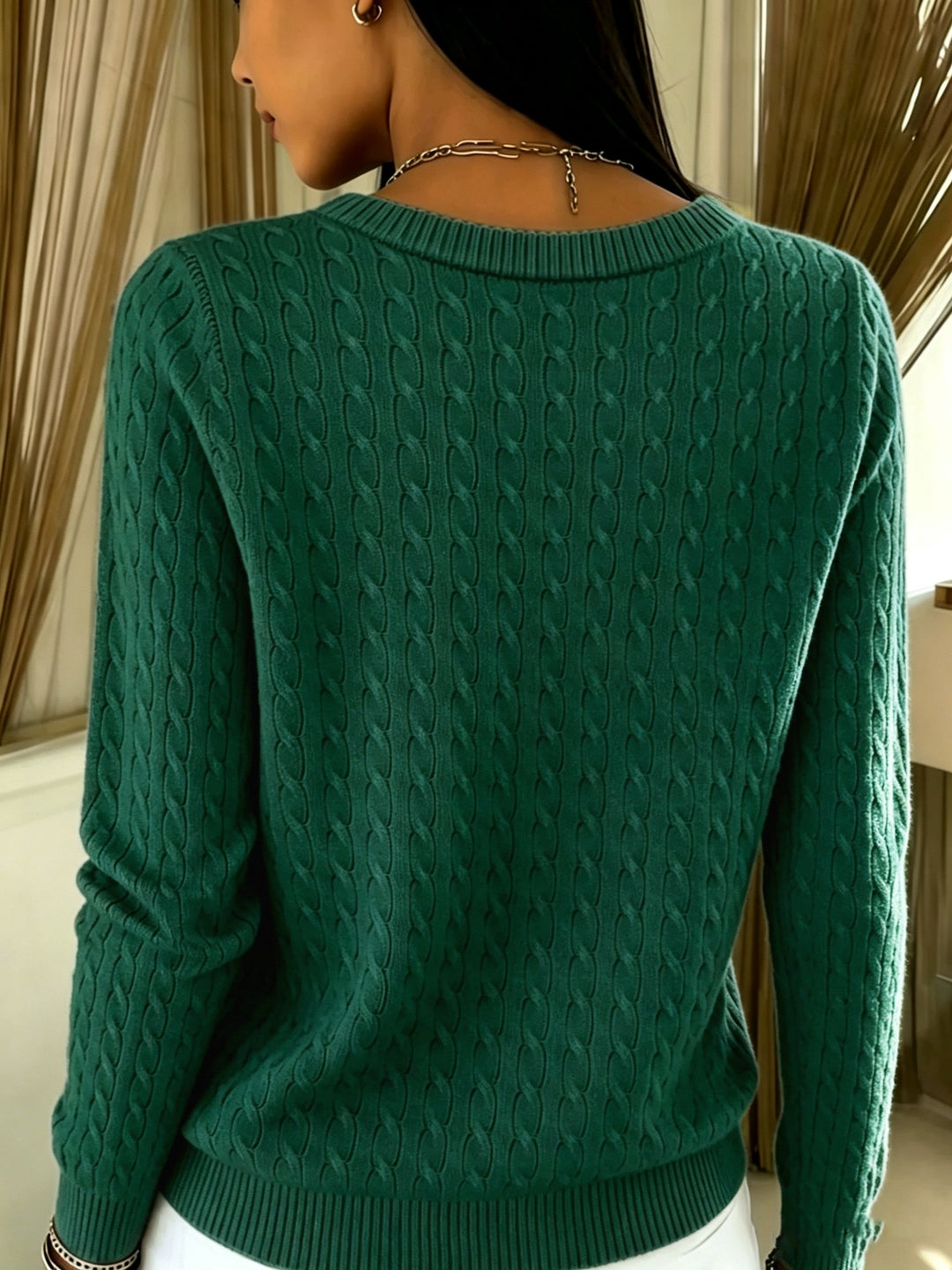 Kitija – Strickjacke im Zopfmuster Mit Knöpfen