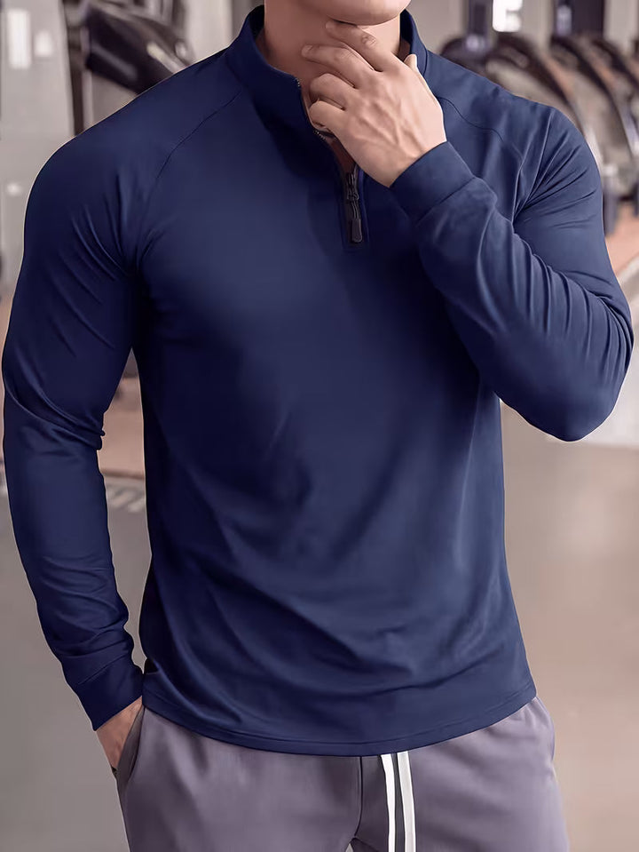 Zerdan – Langarm-Sweatshirt Mit Halbem Reißverschluss